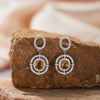 Wholesale Women's Geometric Sterling Silver 925 Plated 18K Gold Set With Gems Earrings