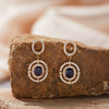 Wholesale Women's Geometric Sterling Silver 925 Plated 18K Gold Set With Gems Earrings