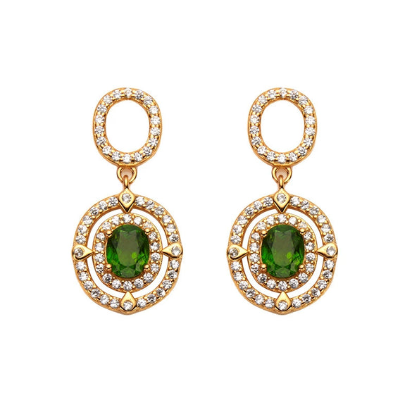 Wholesale Women's Geometric Sterling Silver 925 Plated 18K Gold Set With Gems Earrings
