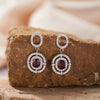 Wholesale Women's Geometric Sterling Silver 925 Plated 18K Gold Set With Gems Earrings