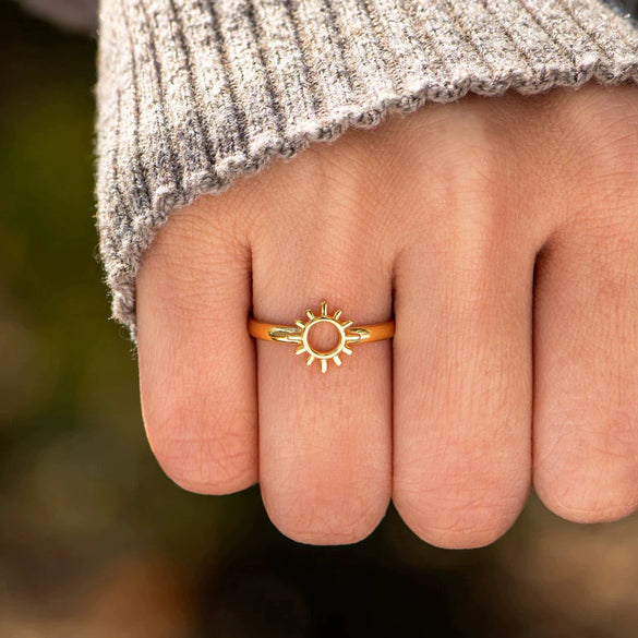 Wholesale Women's Geometric 925 Sterling Silver Sun Ring With Electroplating