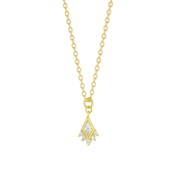 Wholesale Women's Geometric 925 Sterling Silver Zirconia Flower Pendant Cross Chain Necklace