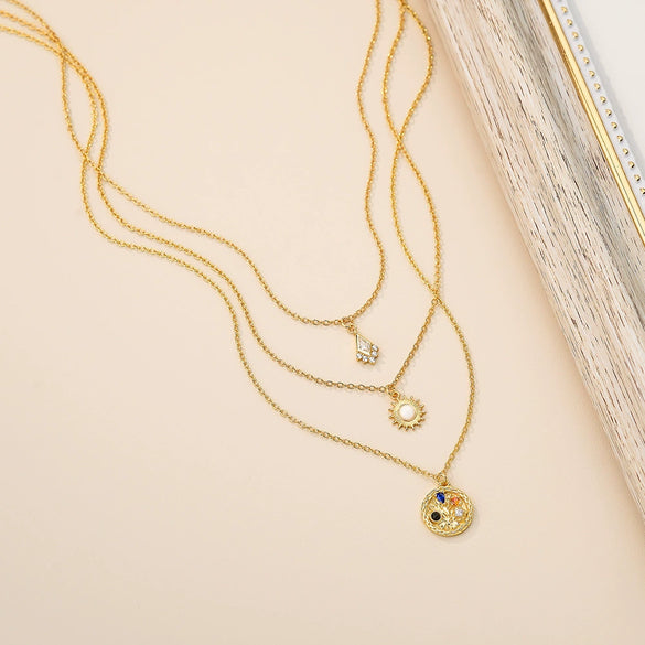 Wholesale Women's Geometric 925 Sterling Silver Zirconia Flower Pendant Cross Chain Necklace