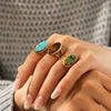 Wholesale Women's Geometric Stone Inlaid Stainless Steel Ring