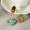 Wholesale Women's Geometric Stone Inlaid Stainless Steel Ring