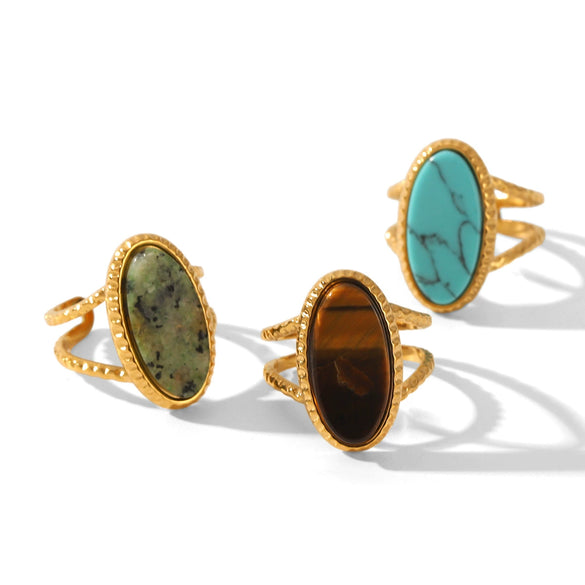 Wholesale Women's Geometric Stone Inlaid Stainless Steel Ring
