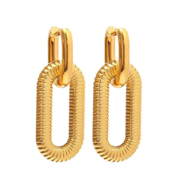 Wholesale Women's Geometric Stripe 18K Gold Plated Stainless Steel Earrings