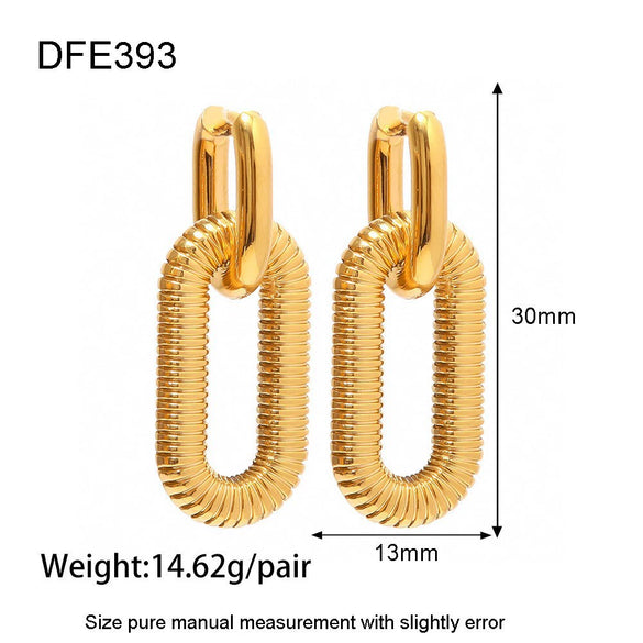 Wholesale Women's Geometric Stripe 18K Gold Plated Stainless Steel Earrings