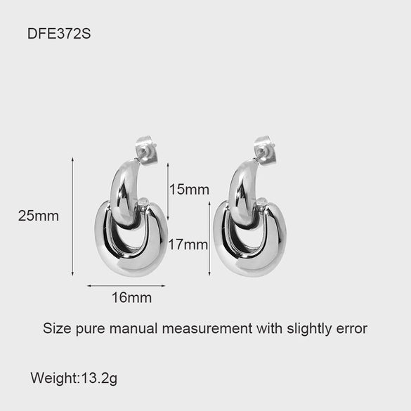 Wholesale Women's Geometric Stripe 18K Gold Plated Stainless Steel Earrings