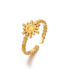 Wholesale Women's Geometric Style Adjustable Opening Titanium Steel Ring With 18K Gold Plated Electroplating