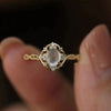 Wholesale Women's Geometric Style Copper Imitation Moonstone Cat's Eye Ring With Zirconia Design