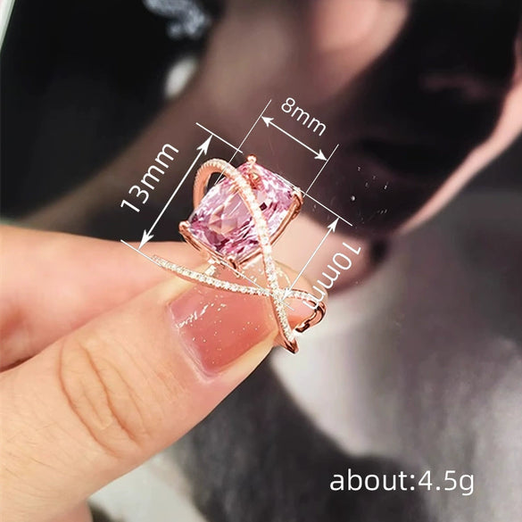 Wholesale Women's Geometric Style Copper Ring Inlaid With Zircon