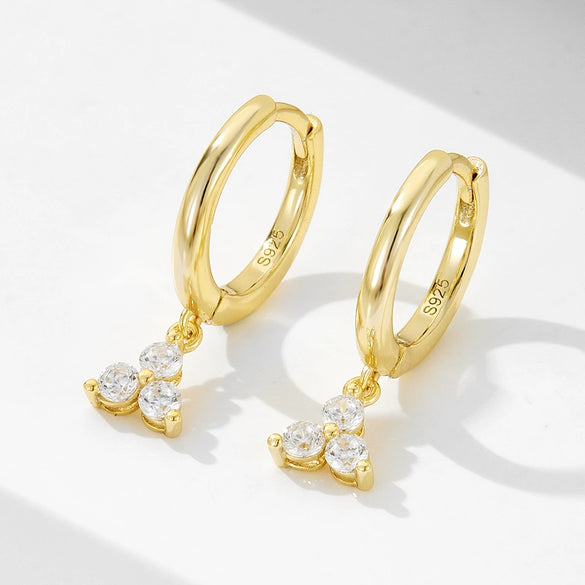 Wholesale Women's Geometric Style Diamond 925 Sterling Silver Earrings