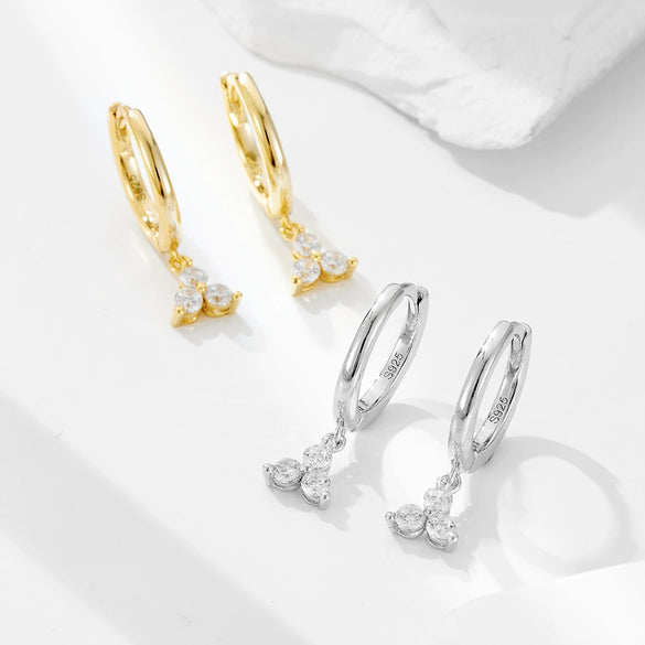 Wholesale Women's Geometric Style Diamond 925 Sterling Silver Earrings