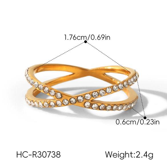 Wholesale Women's Geometric Style Electroplated Stainless Steel Cross Line Ring Jewelry Accessories