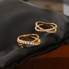 Wholesale Women's Geometric Style Electroplated Stainless Steel Cross Line Ring Jewelry Accessories