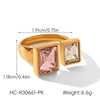 Wholesale Women's Geometric Style Electroplated Stainless Steel Zircon Rings Accessories