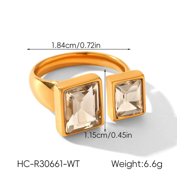 Wholesale Women's Geometric Style Electroplated Stainless Steel Zircon Rings Accessories
