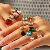 Wholesale Women's Geometric Style Electroplated Stainless Steel Zircon Rings Accessories