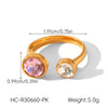 Wholesale Women's Geometric Style Electroplated Stainless Steel Zircon Rings Accessories