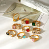 Wholesale Women's Geometric Style Electroplated Stainless Steel Zircon Rings Accessories