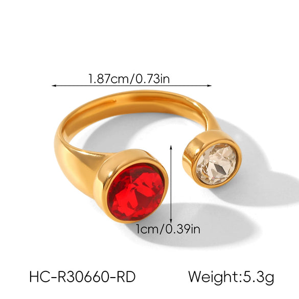Wholesale Women's Geometric Style Electroplated Stainless Steel Zircon Rings Accessories