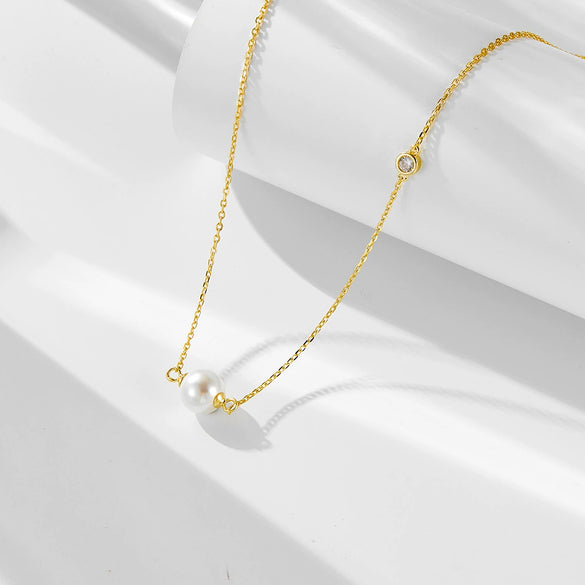Wholesale Women's Geometric Style 925 Silver Diamond Design Cross Chain Beading Necklace