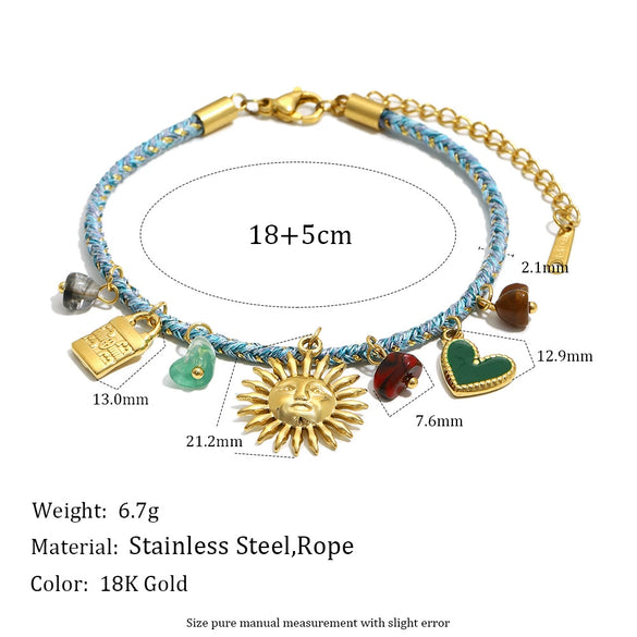 Wholesale Women's Geometric Style Stainless Steel Electroplated Woven Rope Pendant Necklace Jewelry