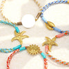 Wholesale Women's Geometric Style String Woven Rope Bracelet With 18K Goldplated Stainless Steel Sun Pendant