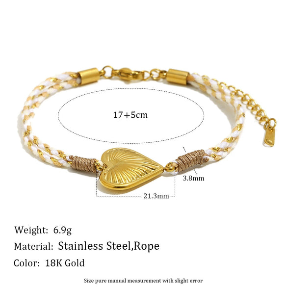 Wholesale Women's Geometric Style String Woven Rope Bracelet With 18K Goldplated Stainless Steel Sun Pendant