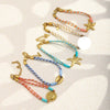 Wholesale Women's Geometric Style String Woven Rope Bracelet With 18K Goldplated Stainless Steel Sun Pendant