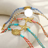 Wholesale Women's Geometric Style String Woven Rope Bracelet With 18K Goldplated Stainless Steel Sun Pendant