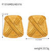 Wholesale Women's Geometric Style 316L Stainless Steel 18K Gold Plated Multilayer Line Texture Stitching Earrings