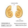 Wholesale Women's Geometric Swirl Pattern Conch Earrings Stainless Steel Vacuum Real Gold Plated In Pvd Furnace Ins Style Accessories