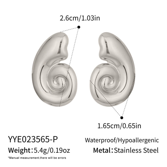 Wholesale Women's Geometric Swirl Pattern Conch Earrings Stainless Steel Vacuum Real Gold Plated In Pvd Furnace Ins Style Accessories