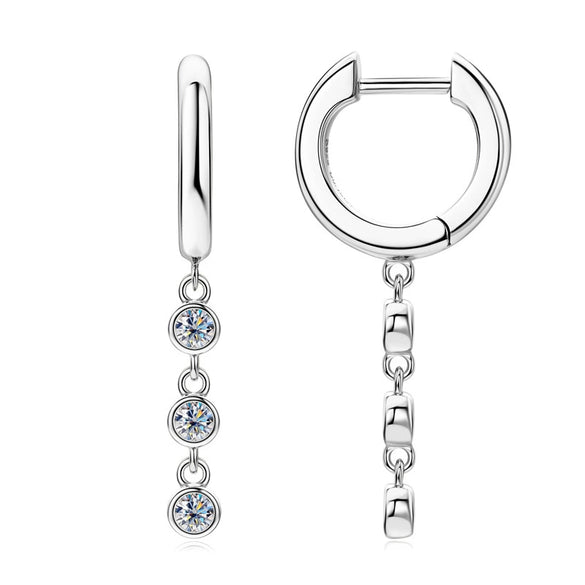 Wholesale Women's Geometric Tassel Moissanite Silver Earrings With Electroplating
