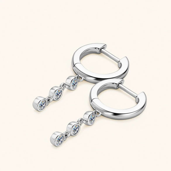 Wholesale Women's Geometric Tassel Moissanite Silver Earrings With Electroplating