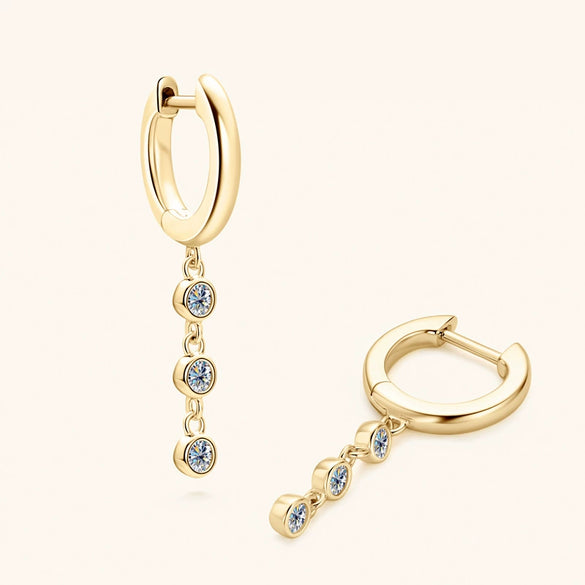 Wholesale Women's Geometric Tassel Moissanite Silver Earrings With Electroplating