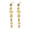 Wholesale Women's Geometric Tassel Titanium Steel Necklace And Earrings With Zircon Inlay Electroplated
