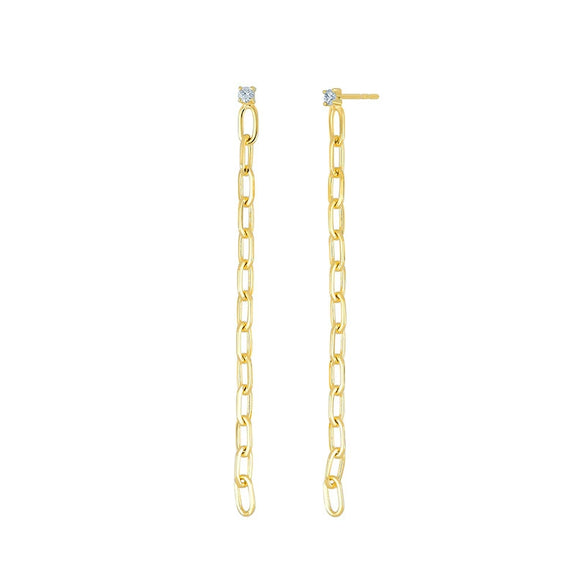 Wholesale Women's Geometric Tassel Zircon Earrings Copper Plated With Real Gold
