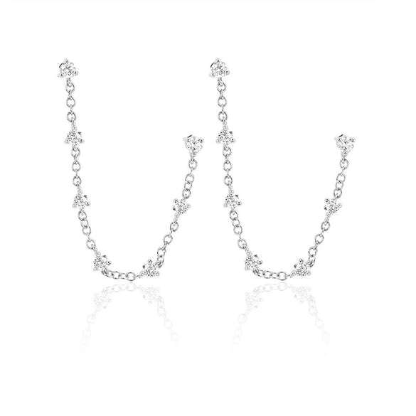 Wholesale Women's Geometric Tassel Zircon Earrings Copper Plated With Real Gold