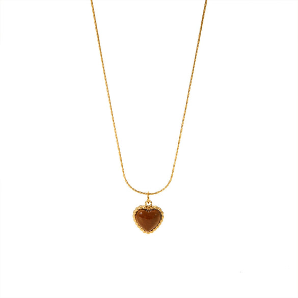 Wholesale Women's Geometric Tiger Eye Stone Pendant Stainless Steel And Titanium Steel Necklace With Electroplating