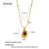 Wholesale Women's Geometric Tiger Eye Stone Pendant Stainless Steel And Titanium Steel Necklace With Electroplating