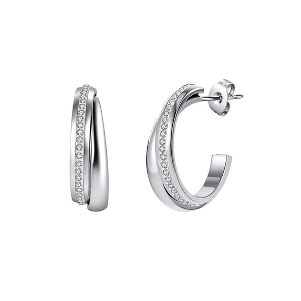 Wholesale Women's Geometric Titanium Steel And 925 Silver Electroplated Earrings With Diamonds