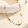 Wholesale Women's Geometric Titanium Steel And Stainless Steel Doublelayered Round Bead Electroplated Calendering Chain Necklace