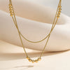 Wholesale Women's Geometric Titanium Steel And Stainless Steel Doublelayered Round Bead Electroplated Calendering Chain Necklace