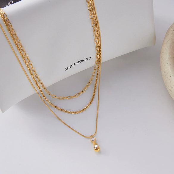 Wholesale Women's Geometric Titanium Steel And Stainless Steel Electroplated Stacked Necklace