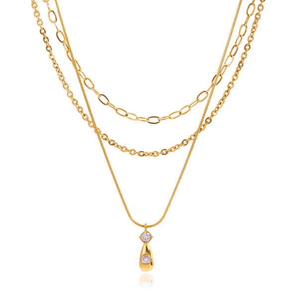 Wholesale Women's Geometric Titanium Steel And Stainless Steel Electroplated Stacked Necklace