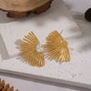 Wholesale Women's Geometric Titanium Steel And Stainless Steel Zirconinlaid Earrings With Vacuum Real Gold Plating