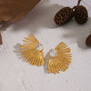 Wholesale Women's Geometric Titanium Steel And Stainless Steel Zirconinlaid Earrings With Vacuum Real Gold Plating